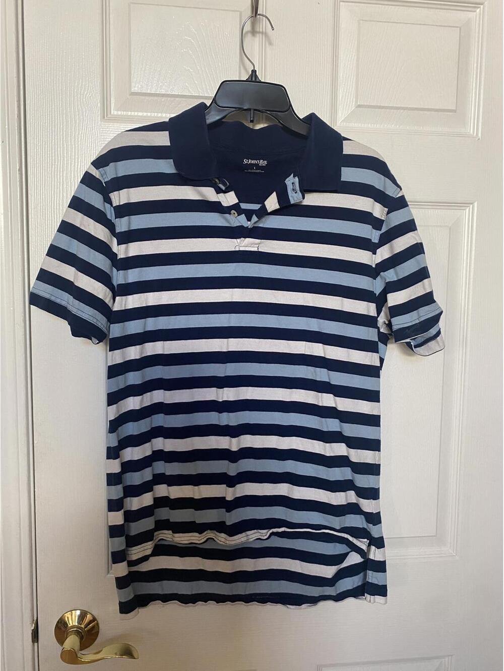 St Johns Bay Mens Striped Polo Shirt Size Large
